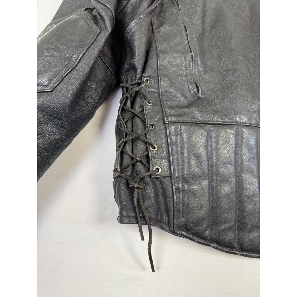 Leather King Black Hills Mens Black Leather Motorcycle Jacket Thinsulate Size 44 - Picture 12 of 15